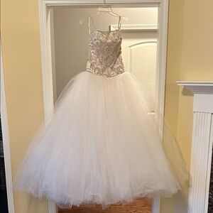 Vintage Lazaro White Wedding Gown with Beaded Bodice